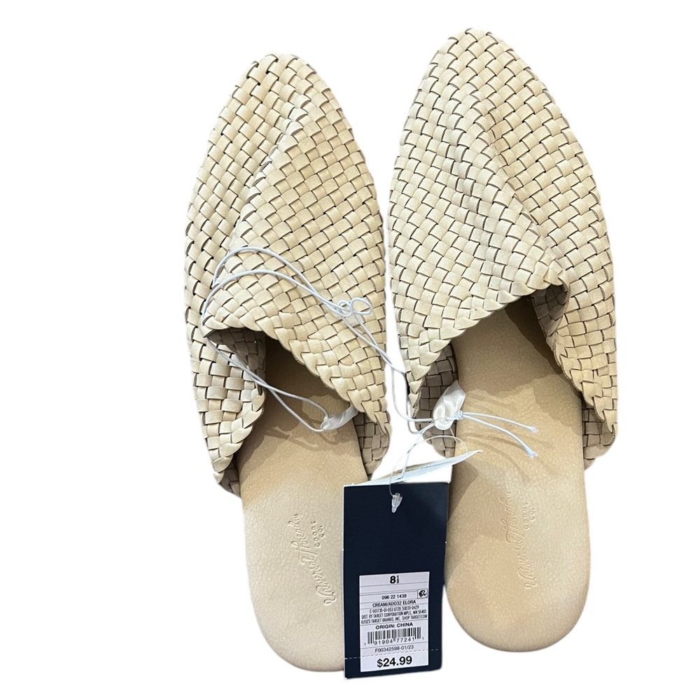 Universal Thread Elora Sandals Women’s Woven Slip On Flat 8.5 Cream
